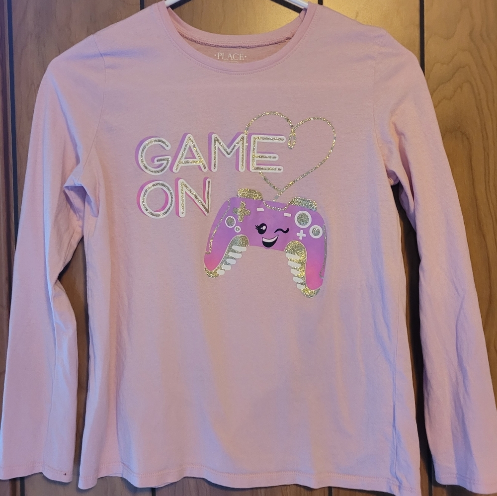 Sz 14 - Children's Place- Pink Long Sleeve - "Game On" Design